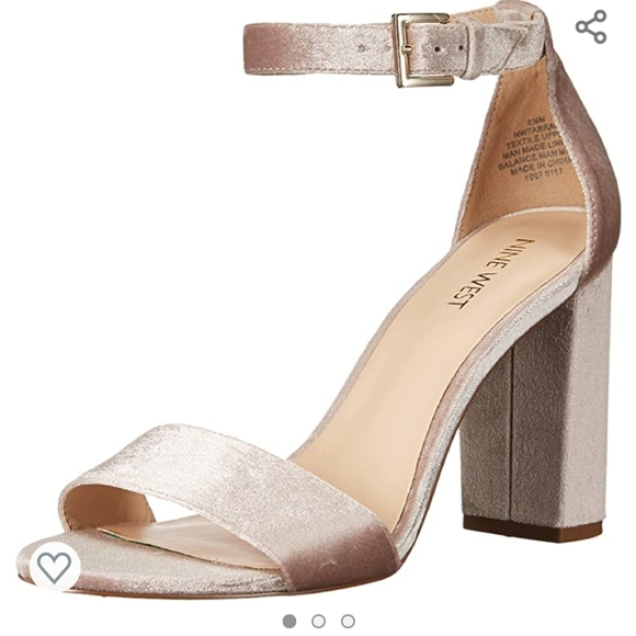 Nine West block wedding heels mauve/rose velvet - Picture 2 of 5